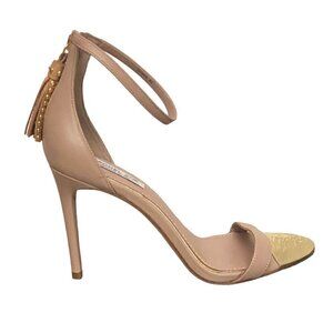 Rachel Zoe Emaly Tassel Leather Heeled Sandals in Nude Size 8
